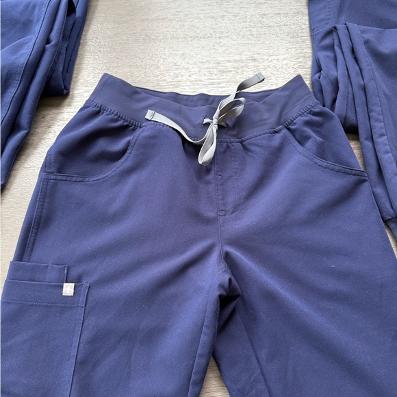 Figs Navy Blue Scrub Pants with Gray Ties - Picture 6 of 7